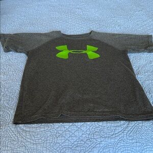 Under Armour Kids Charcoal and Neon Green Tee